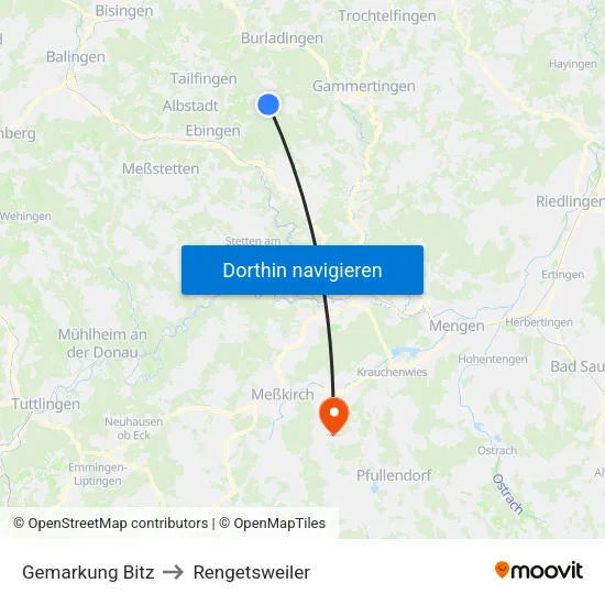 Gemarkung Bitz to Rengetsweiler map