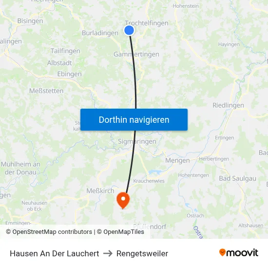 Hausen An Der Lauchert to Rengetsweiler map