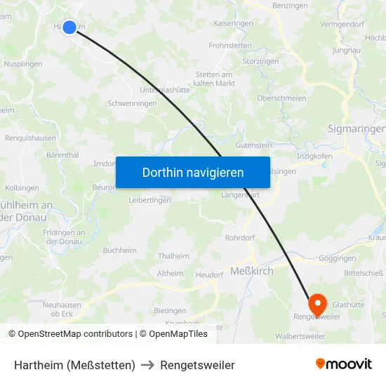 Hartheim (Meßstetten) to Rengetsweiler map