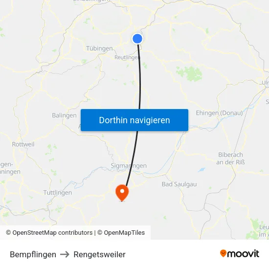 Bempflingen to Rengetsweiler map