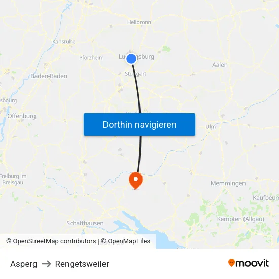 Asperg to Rengetsweiler map