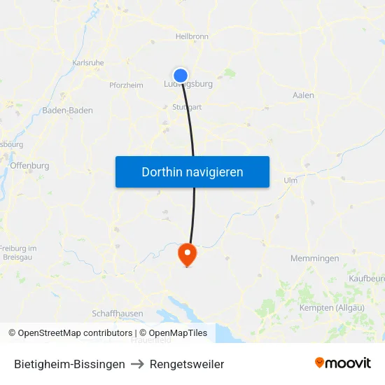 Bietigheim-Bissingen to Rengetsweiler map