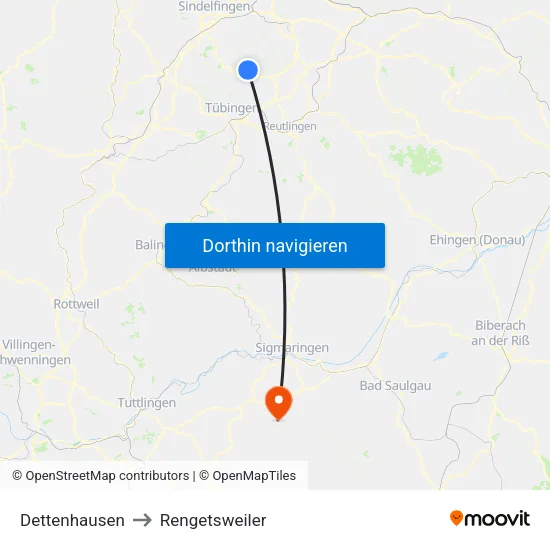 Dettenhausen to Rengetsweiler map