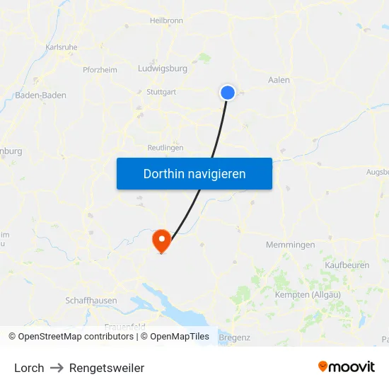 Lorch to Rengetsweiler map