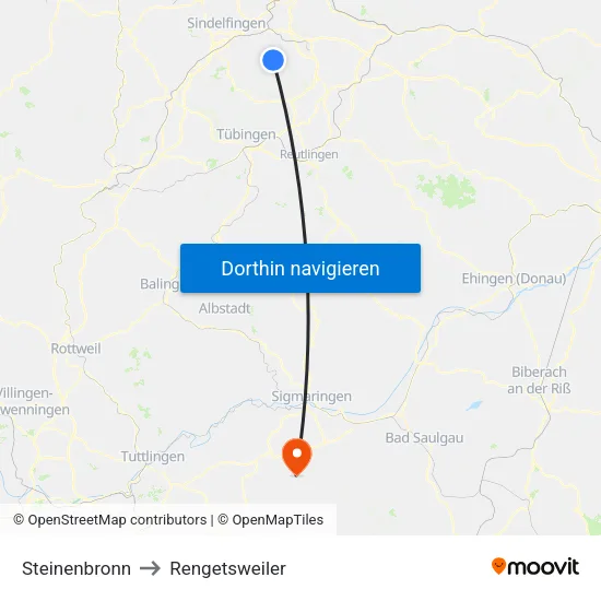 Steinenbronn to Rengetsweiler map