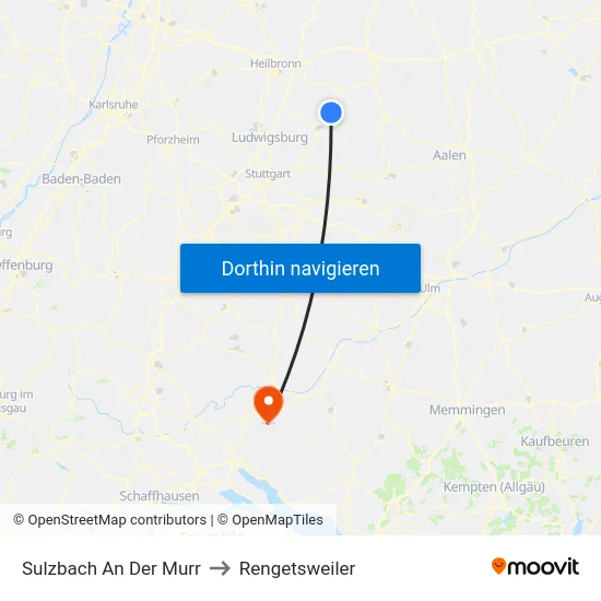 Sulzbach An Der Murr to Rengetsweiler map