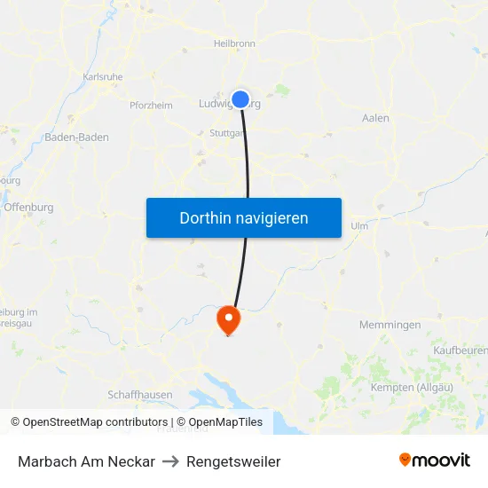 Marbach Am Neckar to Rengetsweiler map