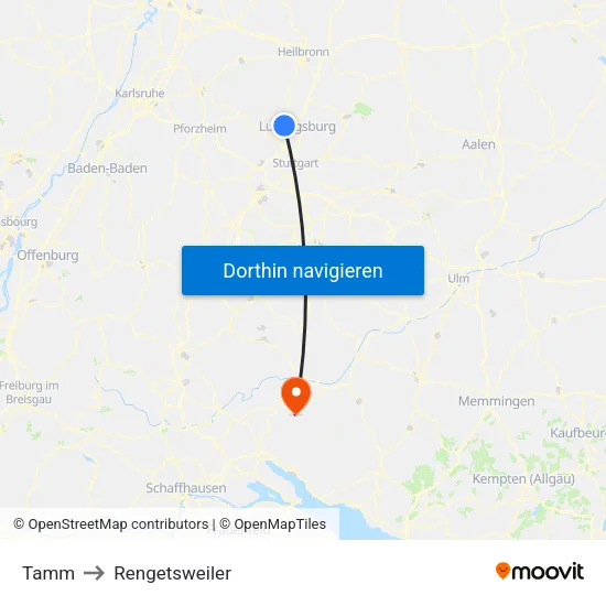 Tamm to Rengetsweiler map