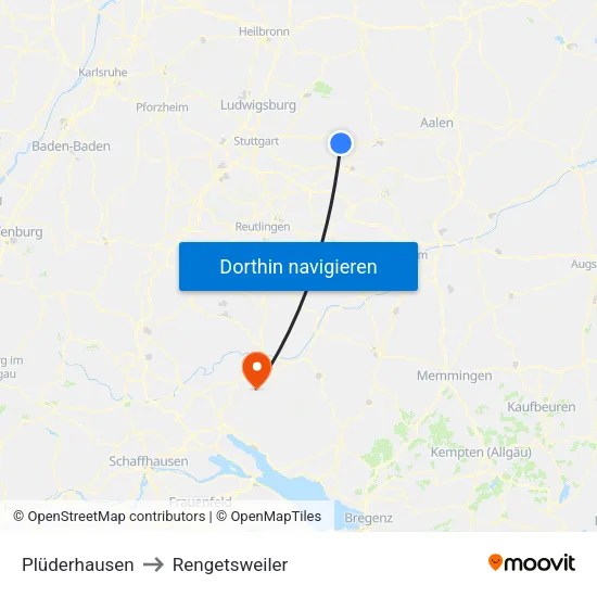 Plüderhausen to Rengetsweiler map