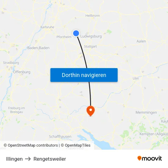 Illingen to Rengetsweiler map