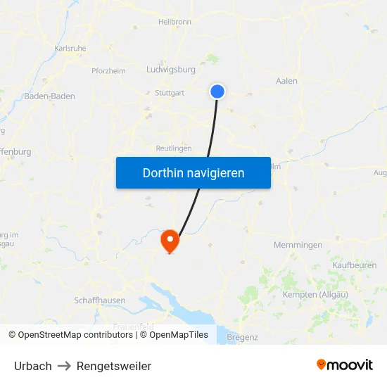 Urbach to Rengetsweiler map