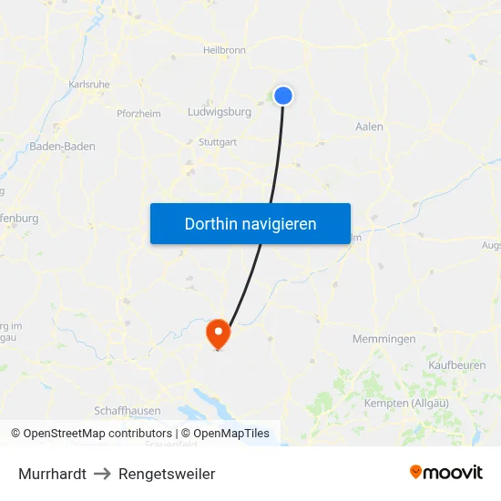 Murrhardt to Rengetsweiler map