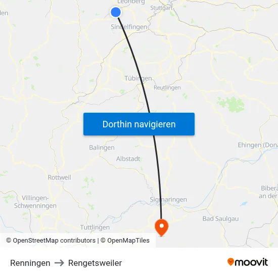 Renningen to Rengetsweiler map