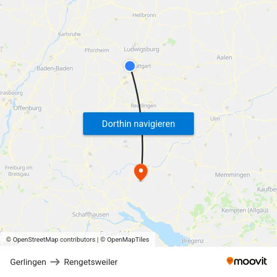 Gerlingen to Rengetsweiler map