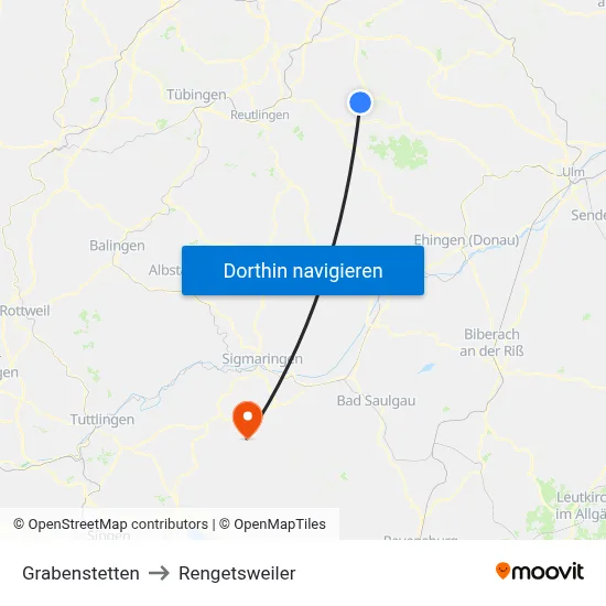 Grabenstetten to Rengetsweiler map