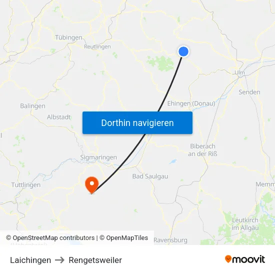 Laichingen to Rengetsweiler map