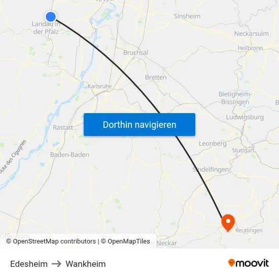 Edesheim to Wankheim map