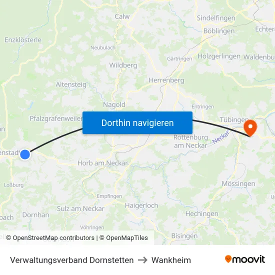 Verwaltungsverband Dornstetten to Wankheim map