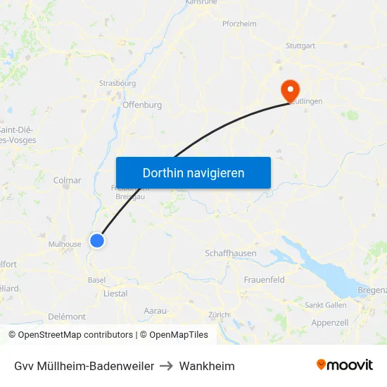 Gvv Müllheim-Badenweiler to Wankheim map