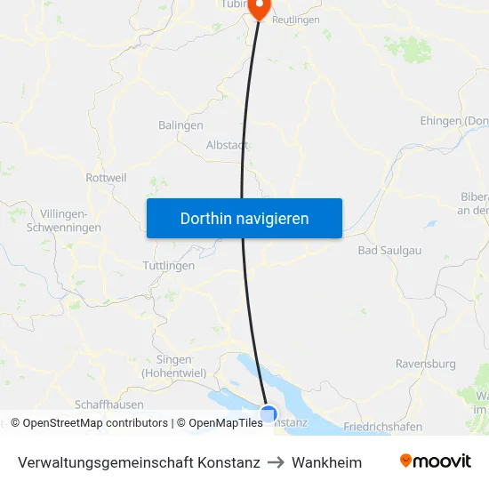 Verwaltungsgemeinschaft Konstanz to Wankheim map