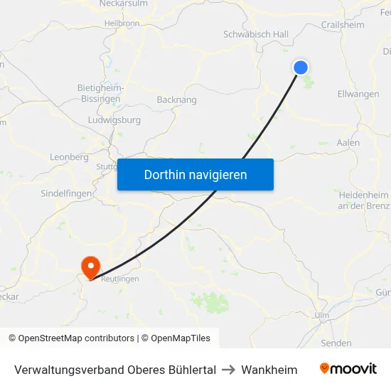 Verwaltungsverband Oberes Bühlertal to Wankheim map