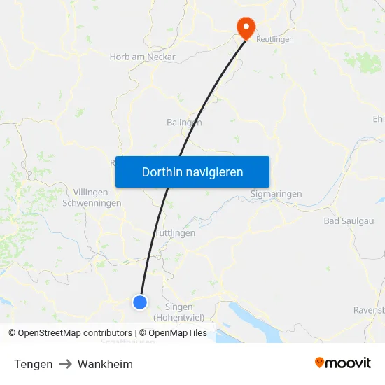 Tengen to Wankheim map