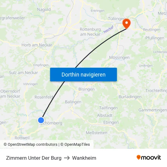 Zimmern Unter Der Burg to Wankheim map