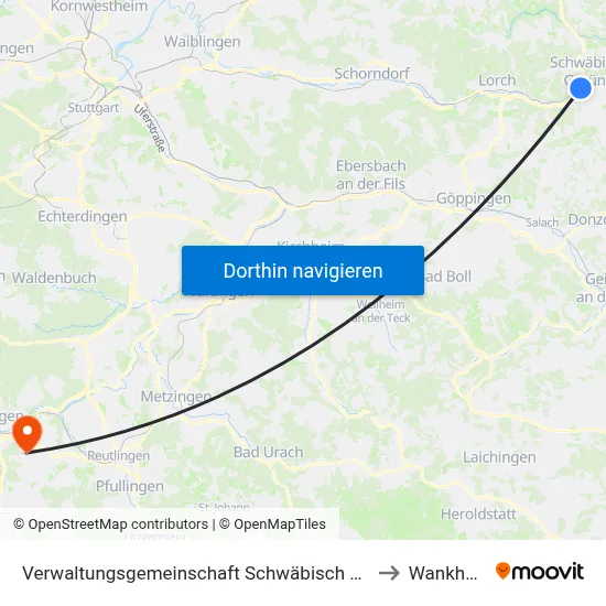 Verwaltungsgemeinschaft Schwäbisch Gmünd to Wankheim map