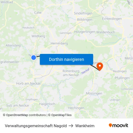 Verwaltungsgemeinschaft Nagold to Wankheim map