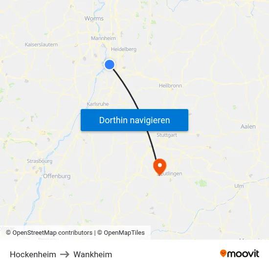 Hockenheim to Wankheim map