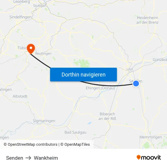 Senden to Wankheim map