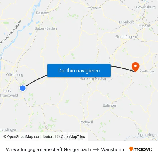 Verwaltungsgemeinschaft Gengenbach to Wankheim map