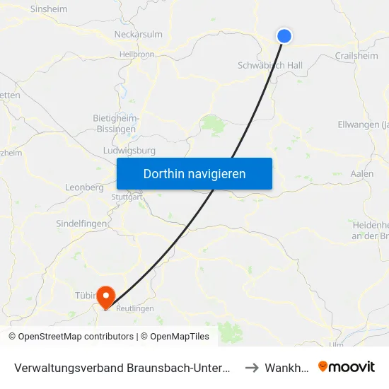 Verwaltungsverband Braunsbach-Untermünkheim to Wankheim map