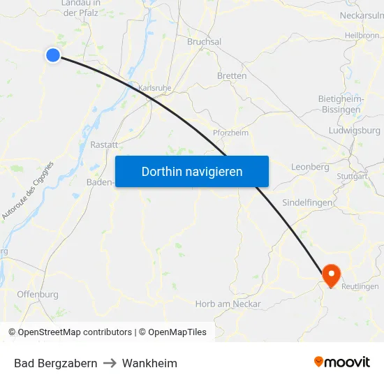 Bad Bergzabern to Wankheim map