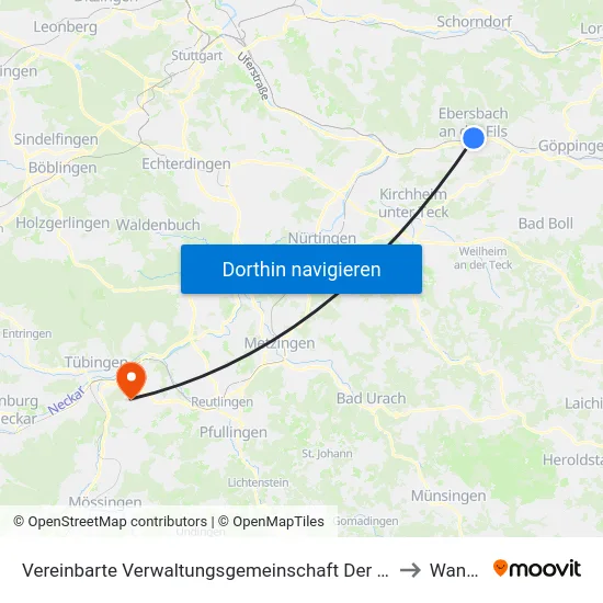 Vereinbarte Verwaltungsgemeinschaft Der Stadt Ebersbach An Der Fils to Wankheim map