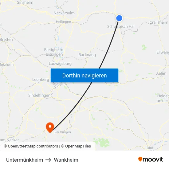 Untermünkheim to Wankheim map
