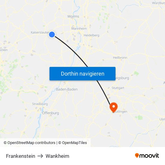 Frankenstein to Wankheim map