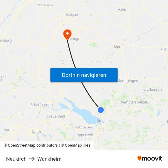 Neukirch to Wankheim map