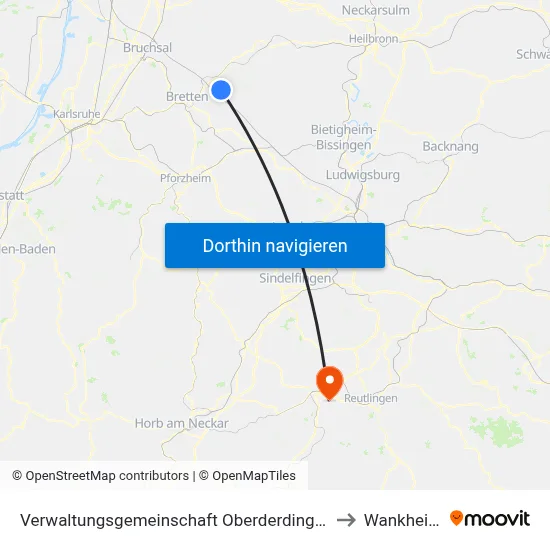Verwaltungsgemeinschaft Oberderdingen to Wankheim map