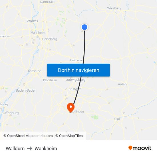 Walldürn to Wankheim map