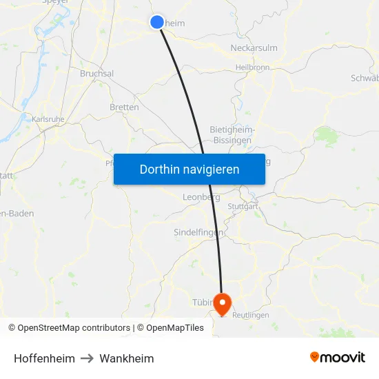 Hoffenheim to Wankheim map