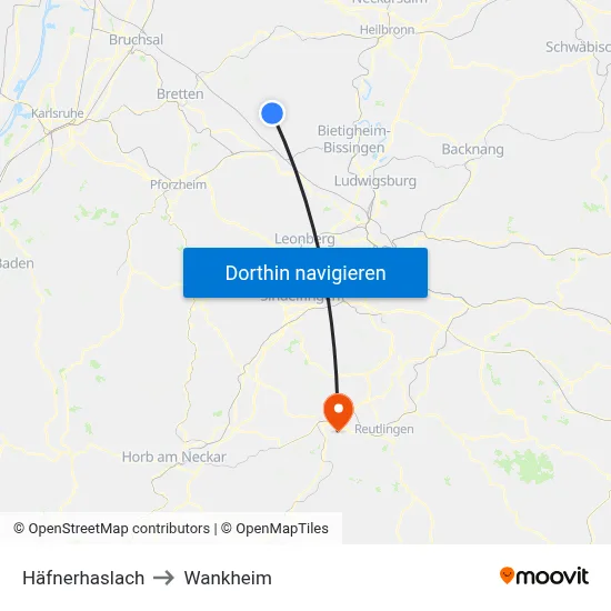 Häfnerhaslach to Wankheim map