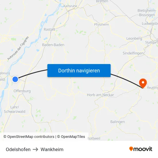 Odelshofen to Wankheim map