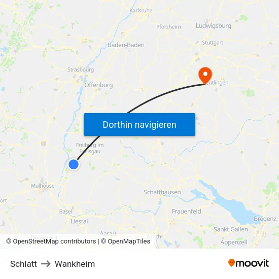 Schlatt to Wankheim map