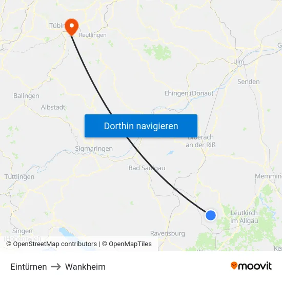 Eintürnen to Wankheim map