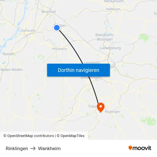 Rinklingen to Wankheim map