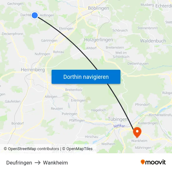 Deufringen to Wankheim map