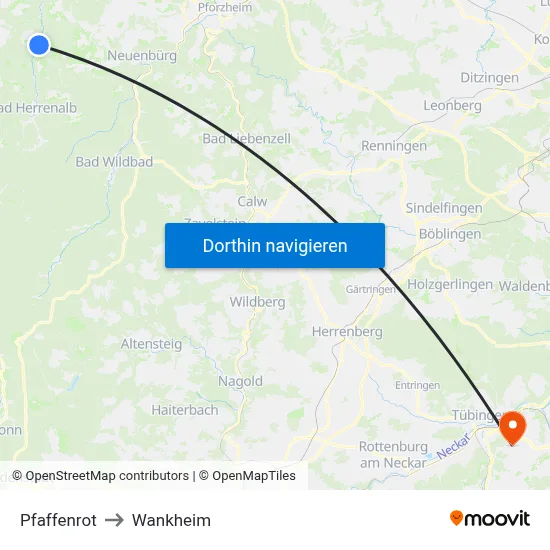 Pfaffenrot to Wankheim map