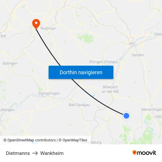 Dietmanns to Wankheim map