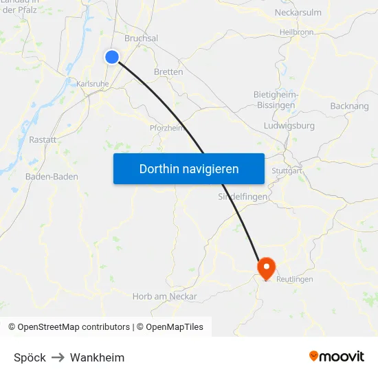 Spöck to Wankheim map